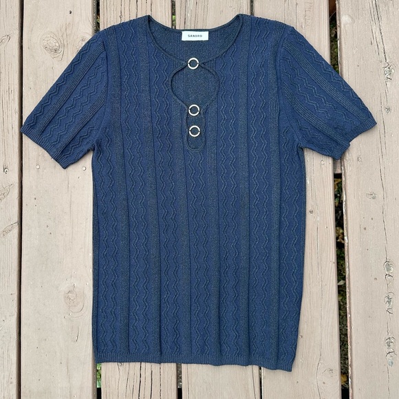 ❗️SOLD❗️✨HOST PICK✨ SANDRO NAVY TOP (Size L) - Picture 5 of 10